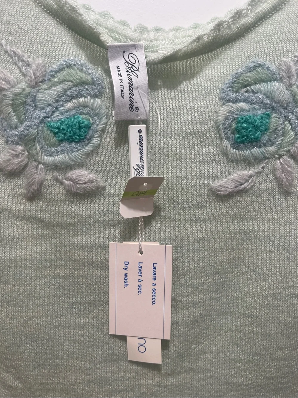 Blumarine wool Mint Floral Embroidered  Tank Top XS - Picture 4 of 12